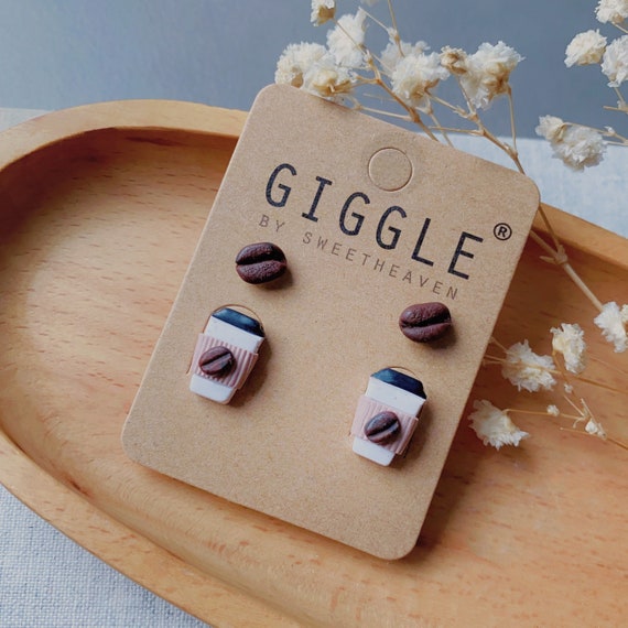 Coffee Clay Earring• Take out coffee cup studs •Clay coffee Jewelry• Latte stud •Coffee Lover Gift • Coffee beans studs • Gift for barista,