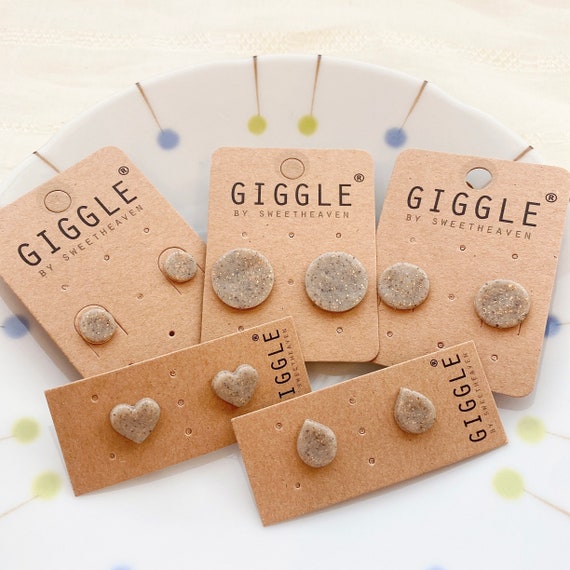 Handmade Polymer Clay Stud Pack|  Polymer Clay Earrings | Round Gold Sand mini Stud| Dainty Stud lightweight| Personalized gifts for her