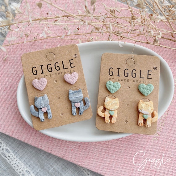 Polymer Clay Cat Studs Pack • Pet Earrings • Custom Cat earrings • Pet Portrait Gift • Pet Lover Gift • Pet Memorial • Gift for Cat Mom