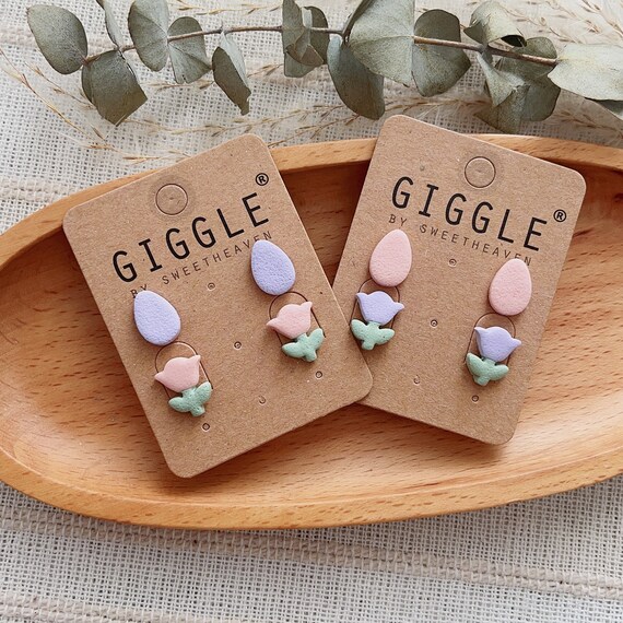 Handmade Polymer Clay Easter Stud Earring|Spring flower Studs|Easter Jewelry|Easter egg lightweight earrings|Gift for Easter| Thank you gift