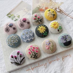 Broche broderie florale | Broderie fille faite main | Broche veste manteau de soirée | Petite épingle à écharpe florale|Épingles à broche fleur 3D