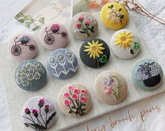 Floral Embroidery Brooch Pin| Handmade girl embroidered Pin |Party Coat Jacket Brooch Pin| Small floral Scarf Pin|3D Flower Brooch Pins