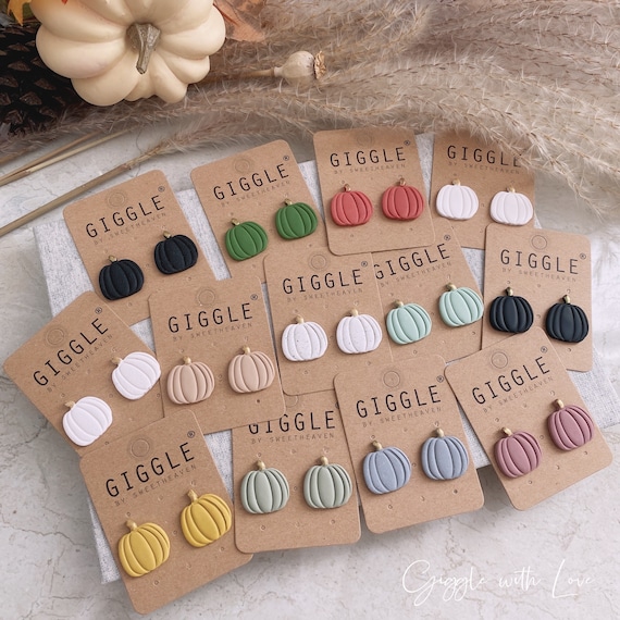 Gold Pumpkin Earrings | Pumpkin Clay Earrings| Fall Thanksgiving Studs| Autumn Clay Earrings |Clay Pumpkin Earrings|Personalize gift for her