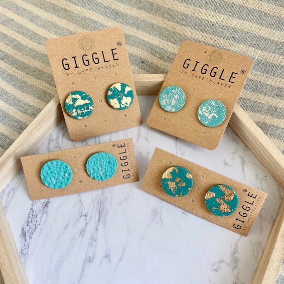 Handmade Polymer Clay Stud Packs|  Polymer Clay Earrings | Round Gold Map mini Studs| Bridesmaid earrings | Personalized gifts for her