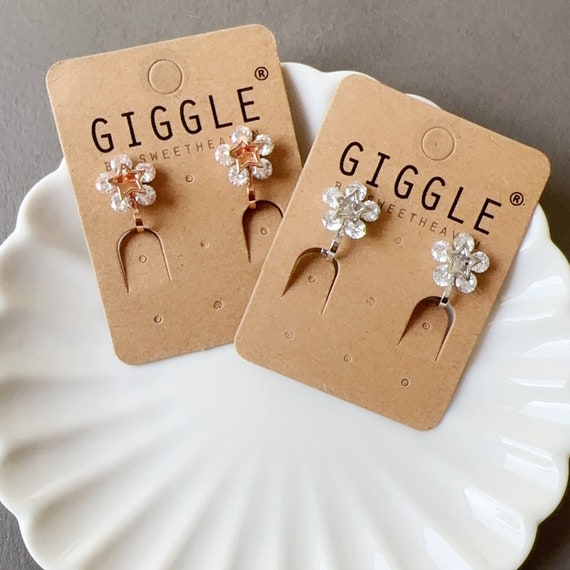 Star crystal clip on, Rose gold clip on earring, Flower no piercing jewelry, bridesmaid clip ons, Bridal Clip ons,gift for mom,birthday gift
