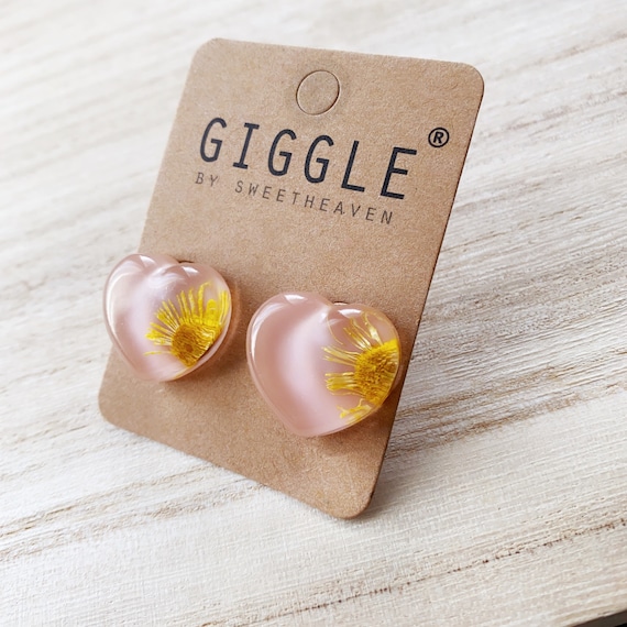 Dried flower earrings,Floral resin stud, Handmade flower earrings,Pressed flower earrings, Real Flower jewelry clip on,mother’s day gift.