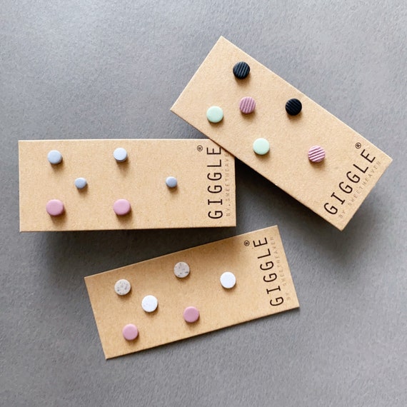 Unisex Clay Studs|Faux gauges|Polymer Clay Earrings|Round Matte mini black Studs|Dainty lightweight clay stud|Personalized stud for him|