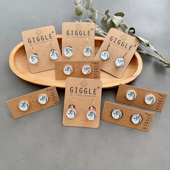 Horse stud earrings, gift for horse lover, horse jewelry, colorful horse earrings, french lever earrings, ranch horse owner gift