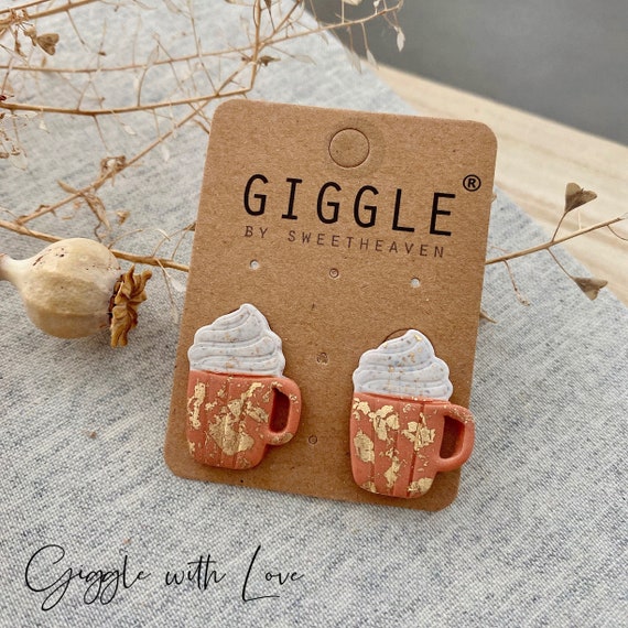 Fall Clay Studs | Pumpkin Latte Studs|Clay latte coffee Earrings| Coffee Studs| Autumn Clay Earrings | Coffee Cup Studs | Foam Coffee Stud