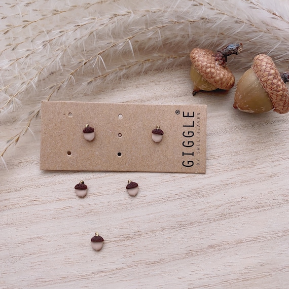 Fall Mini Acorn Clay Stud • Gold Stem Tiny Acorn Stud • Halloween Clay Earrings • Dainty Acorn Studs • Autumn Earrings • Teeny Acorn Stud