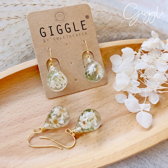 Pressed flower earring• Eternal Dried flower earring•Bridesmaid earring• Flower Wedding Earring• gift for mom• flower jewelry• flower clipon