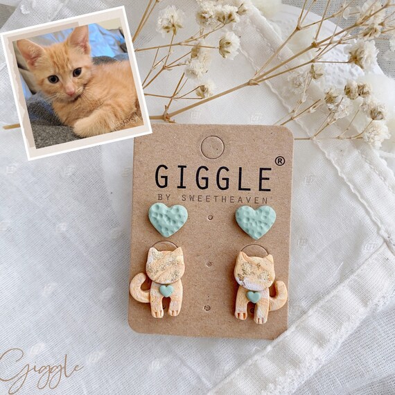 Polymer Clay Cat Studs • Custom Pet Earrings • Custom Cat earrings • Pet Portrait Gift • Pet Lover Gift • Pet Memorial • Gift for Cat Mom