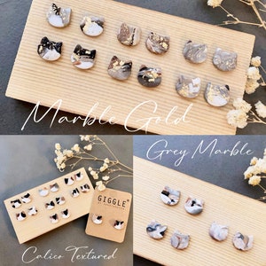 Polymer Clay Cat Studs • Grey Cat Earrings • Custom Cat face clip on • Calico Cat Gift • Cat Lover Gift • Cat Memorial • Gift for Cat Mom