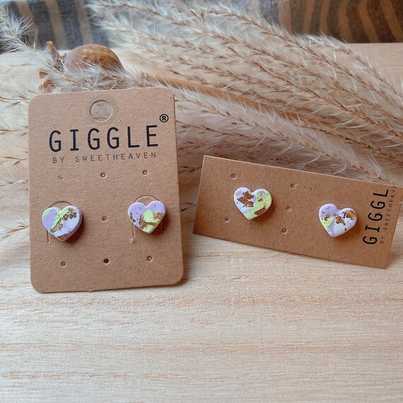 Handmade Clay Heart Studs|  Polymer Clip on earrings| Mommy daughter earrings| Girls clip on earrings| Cute girl earrings| flower girl gift