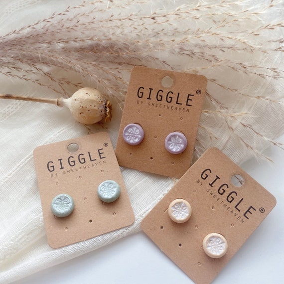 Handmade Polymer Clay Studs| Vintage style engraved earrings|Versatile clay Stud| Pastel Stud earrings | Bridesmaids gifts for her