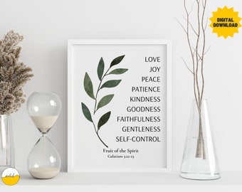 Fruit of the Spirit Bible Verse Art Print | Galatians 5:22-23 (Digital Download)