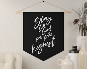 Glory to God in the Highest Pennant, Luke 2:14 Bible Verse Wall Art