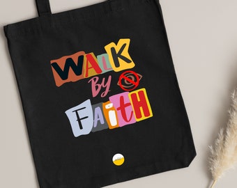Walk by Faith draagtas van polykatoen canvas: moderne christelijke kunst