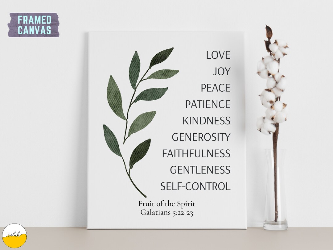Fruit of the Spirit Framed Canvas Wall Art Galatians 5 22 Bible Verse ...