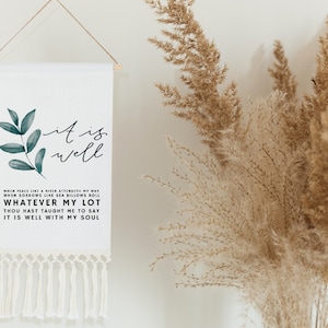 It Is Well With My Soul Tapestry: Linen Bible Verse Wall Hanging