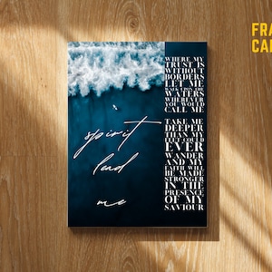 Lienzo enmarcado "Llévame con tu Espíritu" / Impresión en lienzo con versículo bíblico de Hillsong Oceans Worship / Decoración cristiana para el hogar