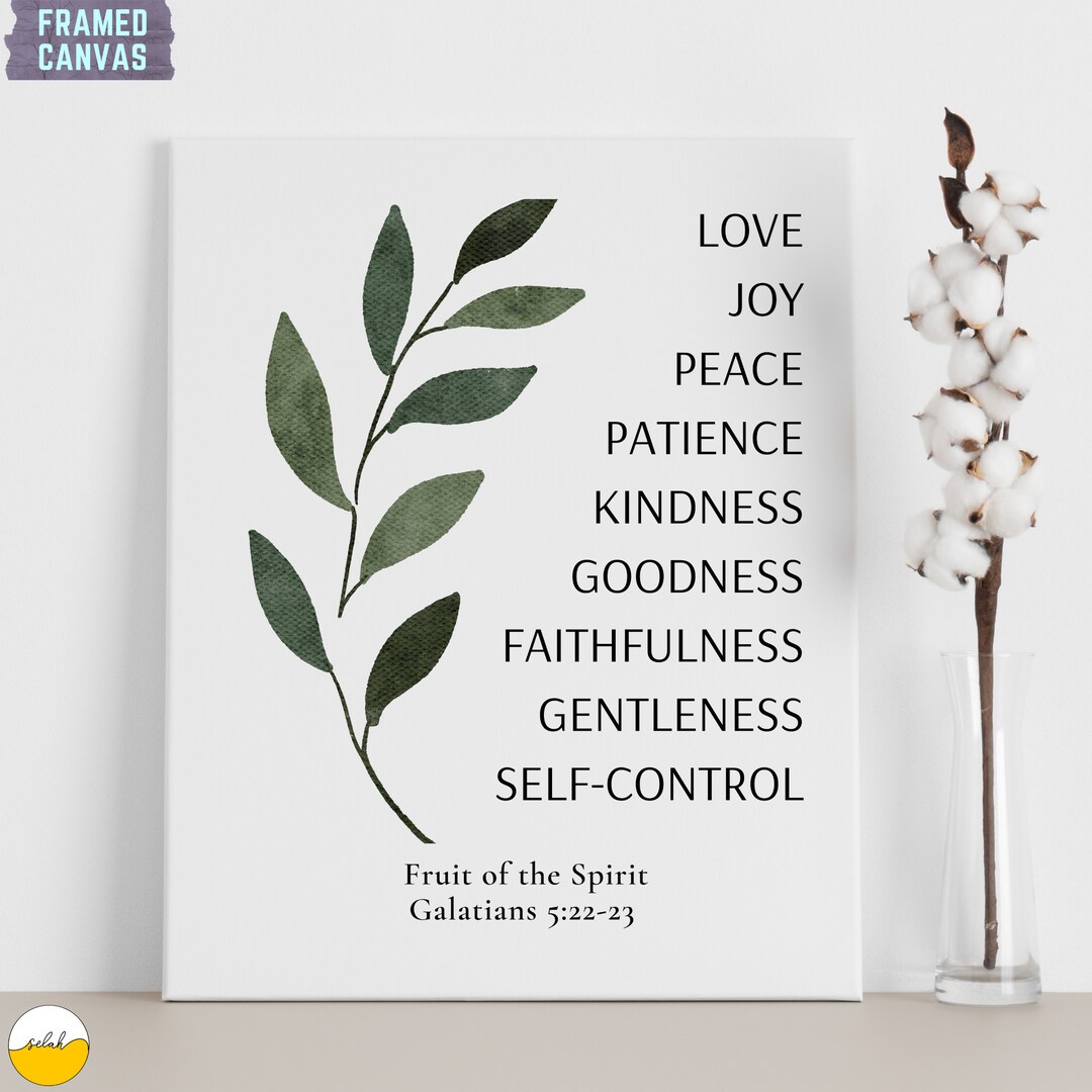 Fruit of the Spirit Framed Canvas Wall Art Galatians 5 22 Bible Verse ...