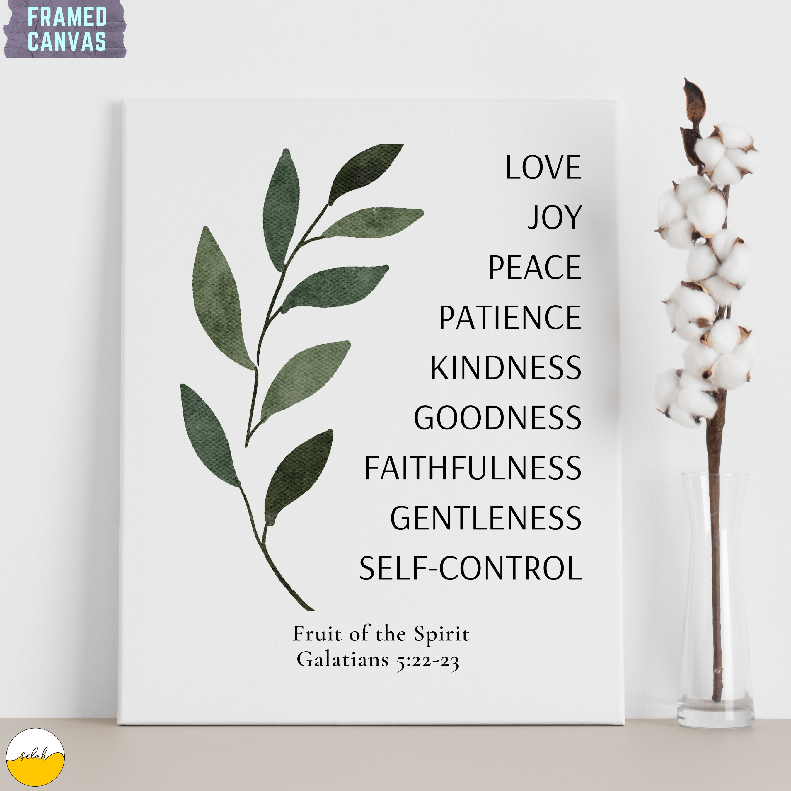 Fruit of the Spirit Framed Canvas Wall Art | Galatians 5 22 Bible Verse ...