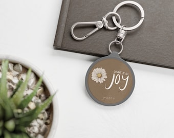 Count it all Joy Keychain: Floral Christian Gift Tag