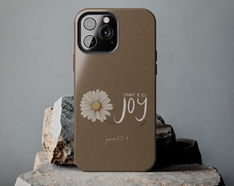 Count it all Joy iPhone Case: Hand Lettered Floral Christian Phone Cover