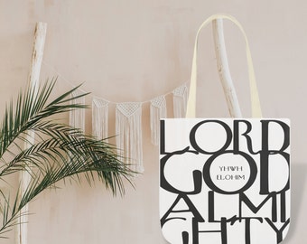 YHWH Elohim Lord God Almighty New Yorker Style Canvas Tote Bag, Christian Canvas Bag, Bible Verse Bag