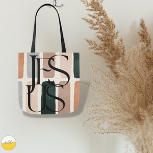 Jesus Boho Canvas Tote Bag | Christian Tote Bag | Jesus, Name above all Name, Jesus is King Bible Verse Canvas Bag