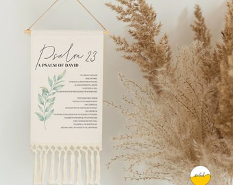 Psalm 23 Tapestry: Floral Christian Home Decor Wall Hanging