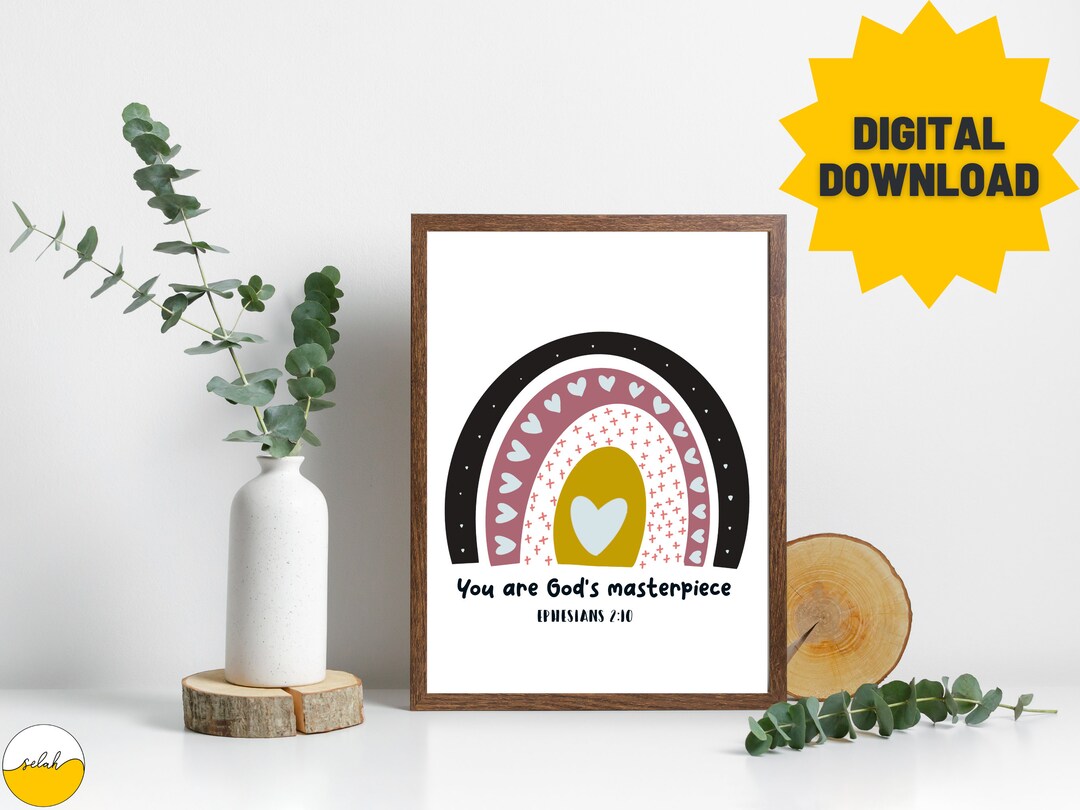 You Are God's Masterpiece Art Bible Verse Digital Art Kid's Room