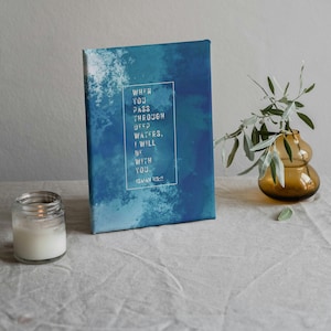 When you pass through deep waters, I will be with you | Isaiah 43:2 Wall Art | Bible Verse Framed Canvas | Ocean Waves Wall Art