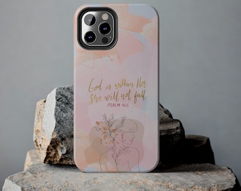 God is Within Her She will not fall Phone Case | Psalm 46:5 Bible Verse Phone Cover | Christian Case for iPhone, Galaxy & Pixel
