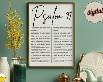 Psalm 91 Scripture Art: Christian Home Decor (Digital Printable)