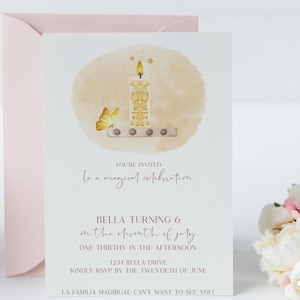 Digital - Invitation à une fête d’anniversaire Encanto - Bougie Miracle Abuelas - Familia Madrigal - Encanto - Maribel - Modifiable - Imprimable