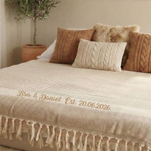 Personalised Wedding Gift Blanket 85x80 inches, 100% Cotton 2nd Anniversary Gift, Home Gift