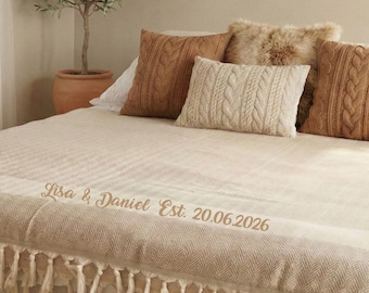 Cotton 2nd Wedding Anniversary Gift 85x80 inches, Personalized Throw Blanket, Home Gift