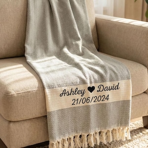 Cotton Anniversary Gift, Personalized 2nd Anniversary Gift, Custom Wedding Blanket, Mom Blanket