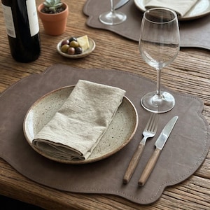 Personalized Monogrammed Leather Placemat • Custom Dining Mat • Custom Anniversary Gift • Waterproof • Easy to Clean