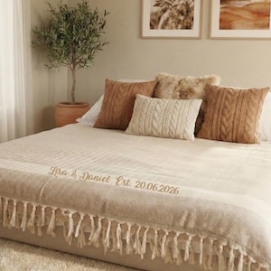 Personalized Cotton Anniversary Gift Blanket, Custom Wedding 2nd Anniversary Gift, Woven Blanket