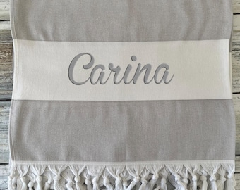 Personalized Striped Turkish Beach Towel Set of 2: Bachelorette Gifts