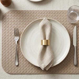 Mantel individual de cuero • Mantel fácil de limpiar • Mantel individual lavable • Decoración para el comedor • Impermeable