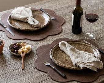 Leather Placemat • Easy to Clean Heat Resistant Table Mat • Wipe Clean Waterproof Placemat • Dining Decor
