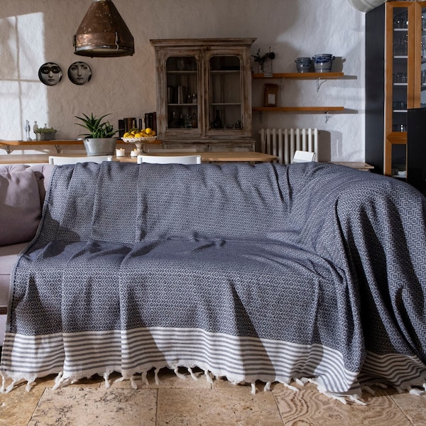 Coperta da lancio per divano grande, 125" x 70" Coperta per divano grande per cani, regalo di anniversario in cotone, regalo di inaugurazione della casa, coperta di grandi dimensioni