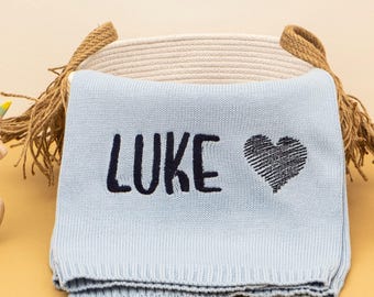 Personalized Knit Baby Blanket Organic Cotton, Baby Gift for New Mom, Custom Baby Name Blanket, Babydecke mit Namen, Babygeschenk