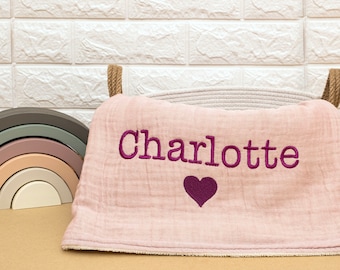 Manta de muselina personalizada para bebé, manta bordada personalizada, regalo para bebé, regalos para baby shower, regalos para bebé