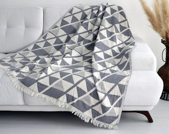 Aztekische Decke für Couch Sofa, Geschenke für Zuhause, Geschenk für neues Zuhause, gemütliche Decke mit Quasten, Sofadecke, Einweihungsgeschenk
