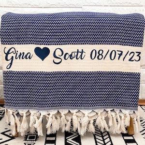 Regalo per il 2° anniversario di matrimonio, coperta in cotone per anniversario, coperta per matrimonio in 100% cotone, regalo unico per la mamma, coperta personalizzata per coppia